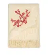 Loretta Caponi Virgin Wool Red Coral Throw In Neutral