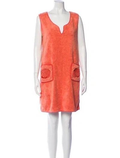 Pre-owned Loretta Caponi V-neck Mini Dress In Orange
