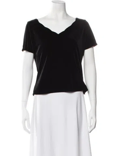 Pre-owned Loretta Caponi V-neck Short Sleeve Top W/ Tags In Black