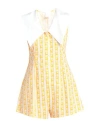 Loretta Caponi Woman Jumpsuit Mandarin Size L Cotton, Elastane In Yellow