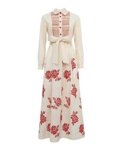 Loretta Caponi Women's Lorenza Dress In Red Lanchester In Neutral