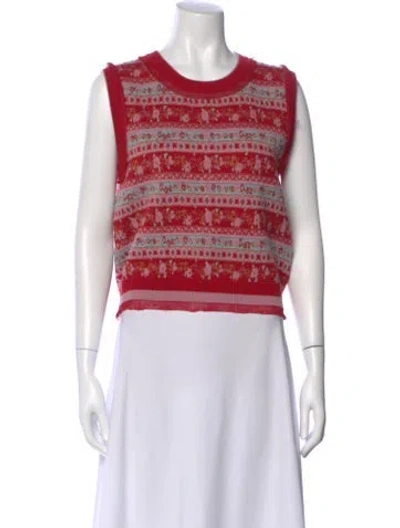 Pre-owned Loretta Caponi Wool Striped Sweater In Red