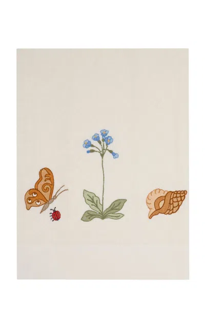 Loretta Caponi X Carlos Mota Natura Embroidered Bath Towel In Multi