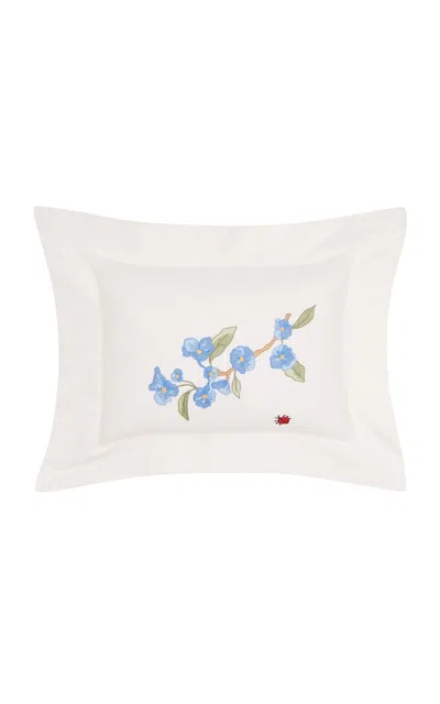 Loretta Caponi X Carlos Mota Natura Embroidered Boudoir Pillow In White