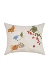 Loretta Caponi X Carlos Mota Natura Embroidered Linen Cushion In White