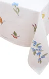Loretta Caponi X Carlos Mota Natura Embroidered Rectangular Tablecloth In Linen; Seats 8 With Napkins In White