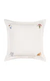 Loretta Caponi X Carlos Mota Natura Embroidered Square Pillow In White
