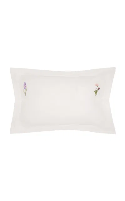 Loretta Caponi X Carlos Mota Natura Embroidered Standard Pillow Set Of Two In White