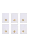 Loretta Caponi X Carlos Mota Set Of Six Mobile Embroidered Cocktail Napkins In White
