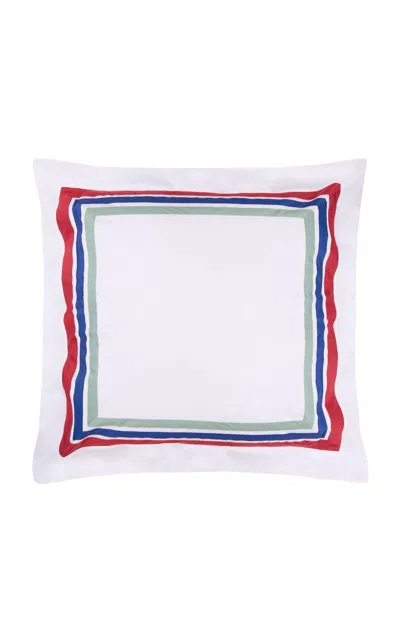 Loretta Caponi X Carlos Mota Square Pillow With Applique Detail. In White