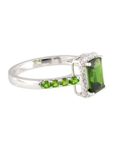 Pre-owned Loretta Castoro 10k 1.64ctw Diopside & Diamond Cocktail Ring In Multi