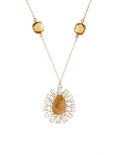 Pre-owned Loretta Castoro 14k Diamond & Multistone Pendant Necklace, 18"