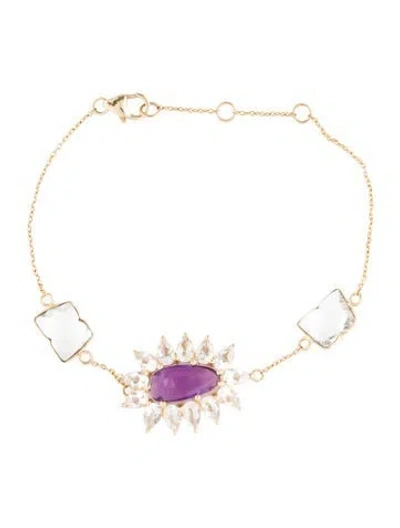 Pre-owned Loretta Castoro 14k Multistone Station Bracelet, 7"