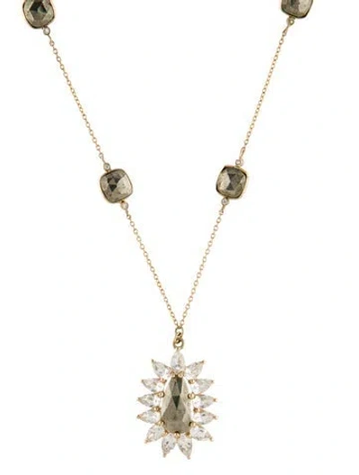 Pre-owned Loretta Castoro 14k Multistone Station Pendant Necklace, 18.25"