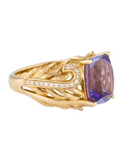 Pre-owned Loretta Castoro 18k Tanzanite & Diamond Cocktail Ring In Multi
