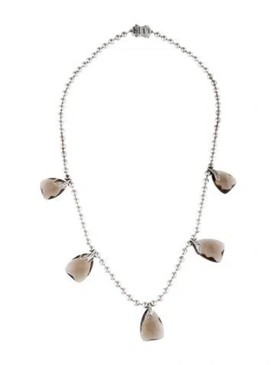 Pre-owned Loretta Castoro Smoky Quartz Dangle Necklace, 17" In Multi