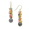 Lori Kaplan Design Women's Black / Gold Opal Cluster Black Tahitian Pearl Earrings In Multi