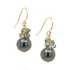 Lori Kaplan Design Women's Black / Grey / Gold Black Tahitian Pearl With Grey Sapphire Gold Earrings
