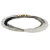 Lori Kaplan Design Women's Black / White / Grey Triple Wrap Monochromatic Moonstone, Labradorite, Spinel Bracelet Or Ne In Multi