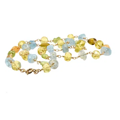 Lori Kaplan Design Women's Blue / Gold Aquamarine, Peridot, Citrine Gold Necklace In Multi