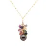 Lori Kaplan Design Women's Blue / Gold Sapphire With Black Tahitian Pearl Gold Necklace In Multi