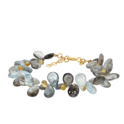 Lori Kaplan Design Women's Blue / Gold / Yellow Moss Aquamarine Yellow Sapphire Gold Bracelet In Multi