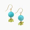 Lori Kaplan Design Women's Blue / Green / Gold Amazonite Rounds With Peridot Gold Earrings In Multi