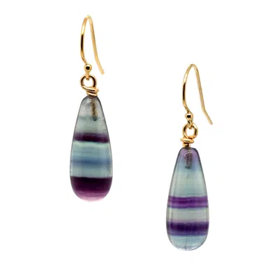 Lori Kaplan Design Women's Blue / Green / Gold Fluorite Drop Gold Earrings X In Multi