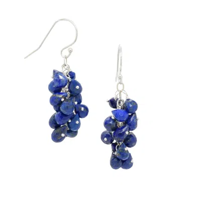 Lori Kaplan Design Women's Blue / Silver Cascading Lapis Sterling Silver Earrings