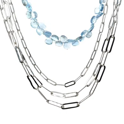 Lori Kaplan Design Women's Blue / Silver Multi Strand Sterling And Aquamarine Necklace
