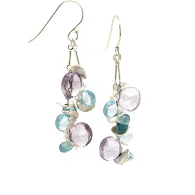 Lori Kaplan Design Women's Blue / Silver / Pink Signature Sunset Silver Earrings In Multi