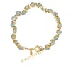 Lori Kaplan Design Women's Blue / White / Gold Blue Topaz & Pearl Gold Signature Bracelet In Multi