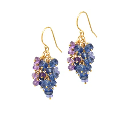 Lori Kaplan Design Women's Gold / Blue / Purple Midnight Gemstone Gold Earrings