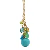 Lori Kaplan Design Women's Gold / Green / Blue Amazonite Blues Colorblock Dangly Necklace