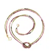 Lori Kaplan Design Women's Gold / Green / Pink Tourmaline Knot Necklace