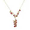 Lori Kaplan Design Women's Gold / Green / Red Holly Branch Ruby Necklace In Multi