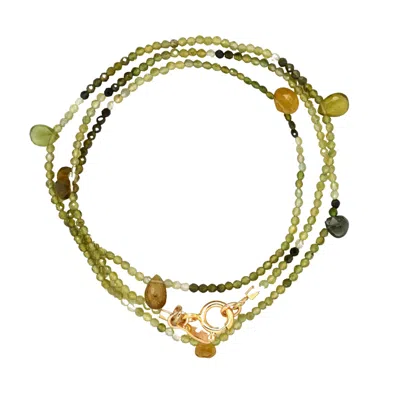Lori Kaplan Design Women's Gold / Green Triple Wrap Green Tourmaline Bracelet Or Necklace In Multi