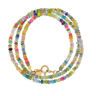 Lori Kaplan Design Women's Gold Triple Wrap Bracelet Multi-colored Opal / Necklace
