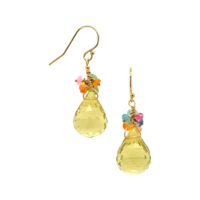 Lori Kaplan Design Women's Gold / Yellow / Orange Opal Cluster With Lemon Citrine Drop