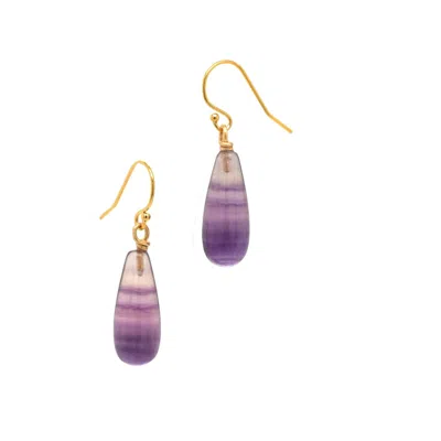 Lori Kaplan Design Women's Green / Blue / Gold Fluorite Gold Drop Earring Xi In Multi