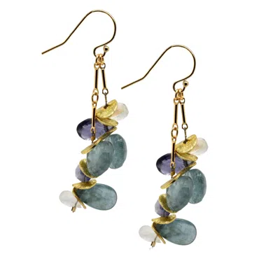 Lori Kaplan Design Women's Green / Blue / Grey Moonlit Signature Earrings In Multi
