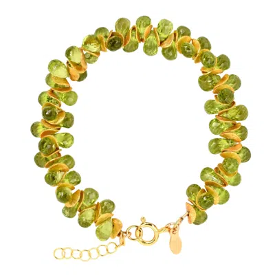 Lori Kaplan Design Women's Green / Gold Signature Peridot Gold Bracelet