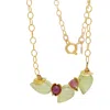 Lori Kaplan Design Women's Green / Pink / Gold Signature Prehnite Bud With Pink Sapphire Gold Necklace In Multi