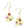 Lori Kaplan Design Women's Green / Pink / Gold Signature Prehnite Buds With Pink Sapphire Gold Earrings In Multi
