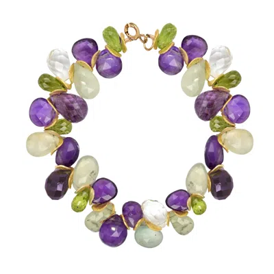 Lori Kaplan Design Women's Green / Yellow / Gold Multi Gem Gold Signature Bracelet