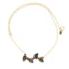 Lori Kaplan Design Women's Grey / Pink / Gold Signature Labradorite Bud With Pink Sapphire Gold Necklace