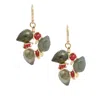 Lori Kaplan Design Women's Grey / Red / Gold Signature Labradorite Bud With Ruby Gold Earrings