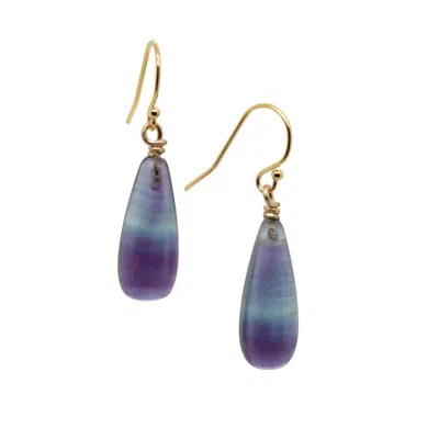 Lori Kaplan Design Women's Purple / Blue / Gold Fluorite Drop Earrings Verison D