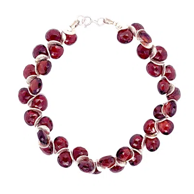 Lori Kaplan Design Women's Red / Silver Garnet Sterling Signature Bracelet In Multi
