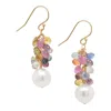 Lori Kaplan Design Women's Sapphire Cluster Gold Earring With White Pearl In Gold